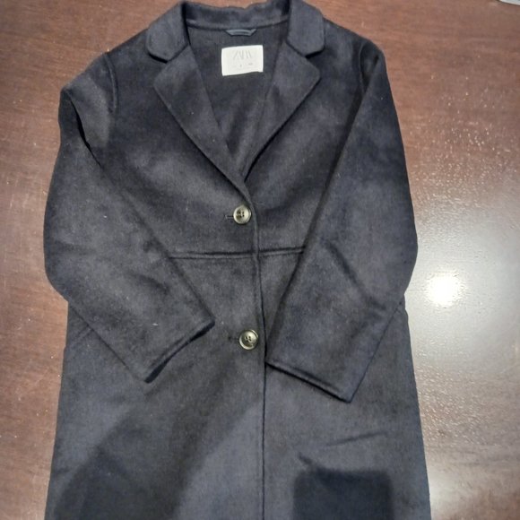 Zara - Girls Size 8 Black Wool Coat - Picture 1 of 2